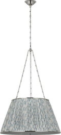 Allister 29" Hanging Shade | Polished Nickel | Schumacher Blue Aditi Pleated Shade