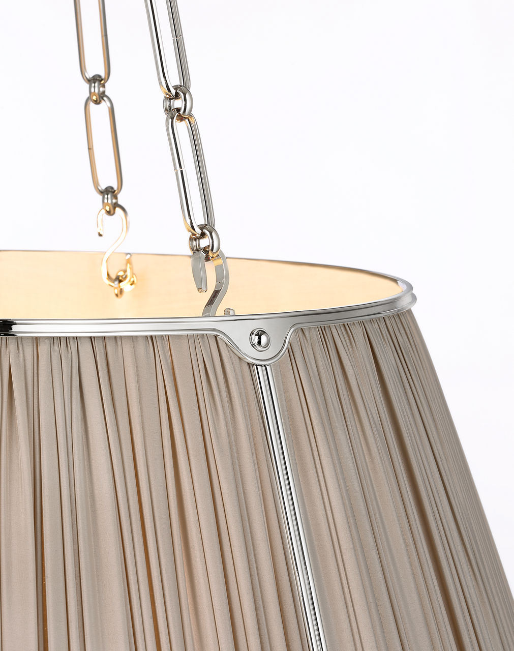 Allister 29" Hanging Shade | Polished Nickel | Champagne Silk Pleated Shade