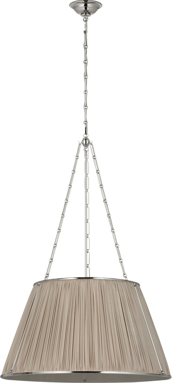 Allister 29" Hanging Shade | Polished Nickel | Champagne Silk Pleated Shade