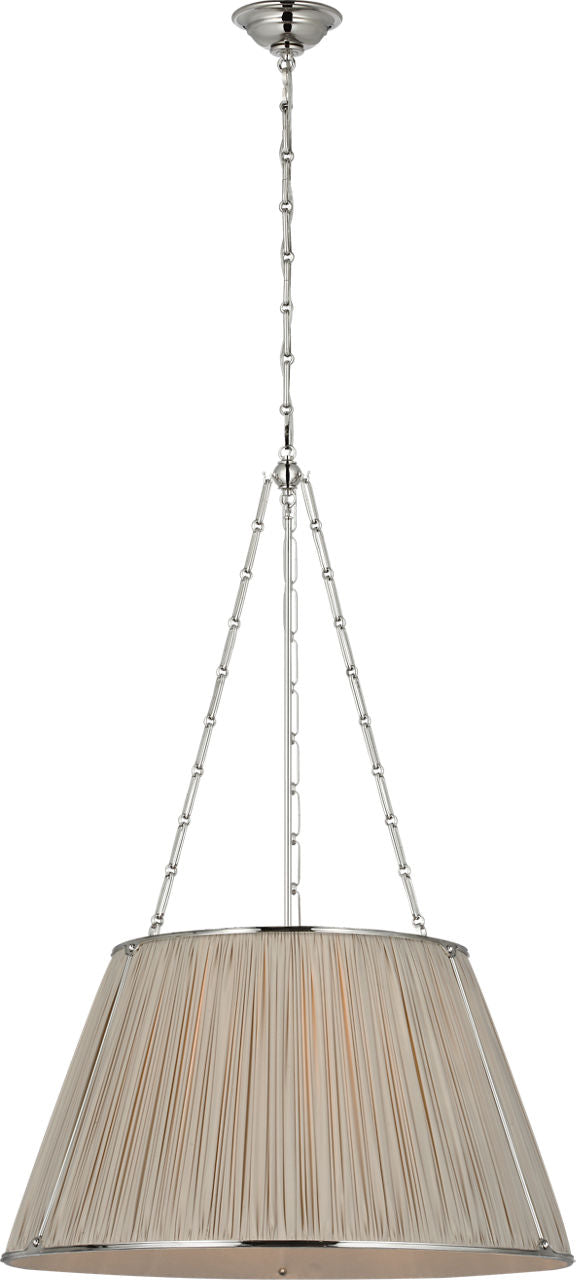 Allister 29" Hanging Shade | Polished Nickel | Champagne Silk Pleated Shade