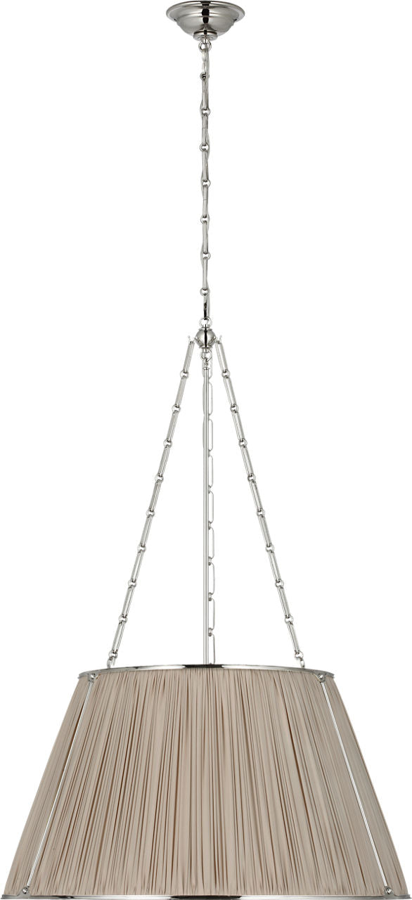 Allister 29" Hanging Shade | Polished Nickel | Champagne Silk Pleated Shade