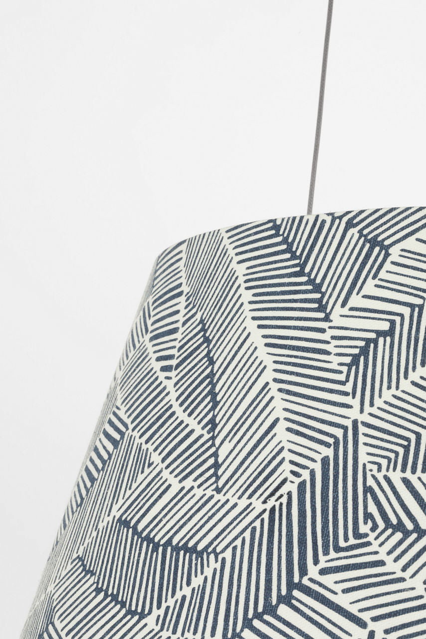 Caufield 21" Hanging Shade | Bronze | Schumacher Navy Abstract Leaf Shade
