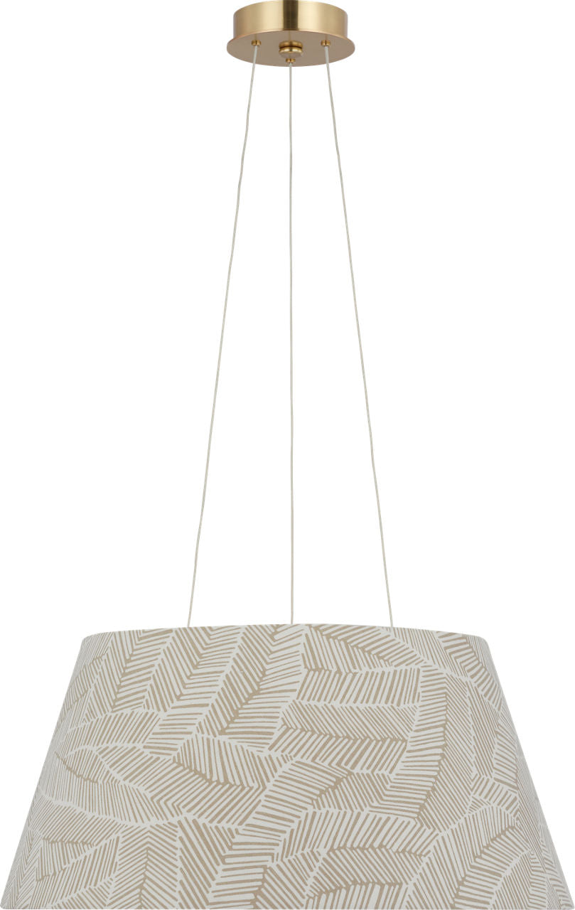 Caufield 21" Hanging Shade | Hand-Rubbed Antique Brass | Schumacher Taupe Abstract Leaf Shade