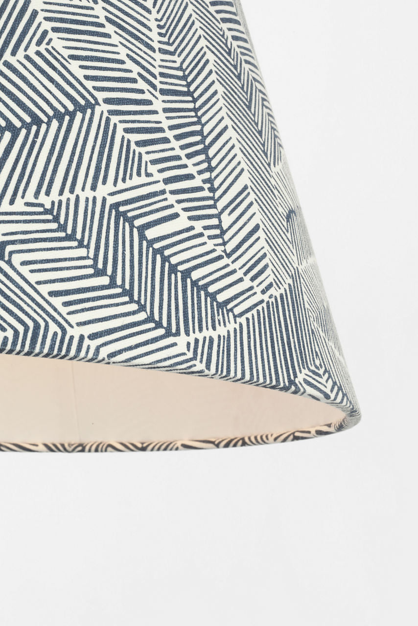 Caufield 21" Hanging Shade | Hand-Rubbed Antique Brass | Schumacher Navy Abstract Leaf Shade