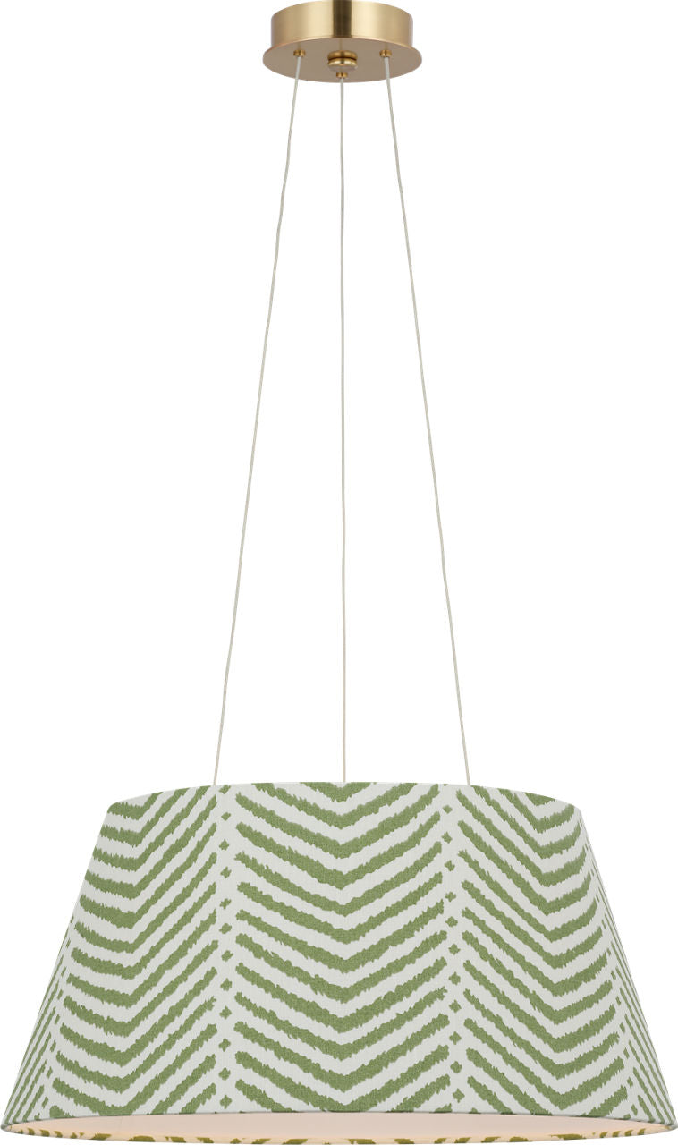 Caufield 21" Hanging Shade | Hand-Rubbed Antique Brass | Schumacher Verde La Jolla Shade