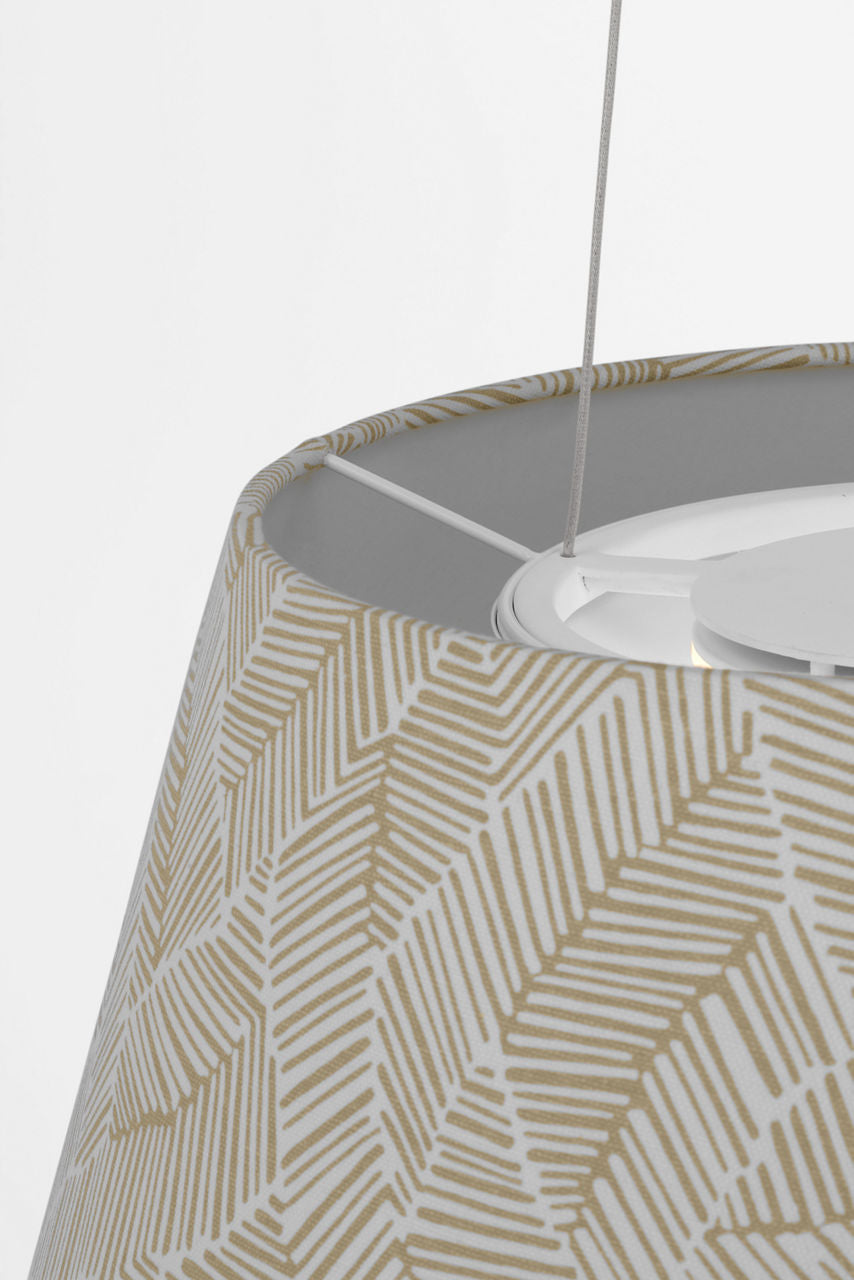 Caufield 21" Hanging Shade | Polished Nickel | Schumacher Taupe Abstract Leaf Shade