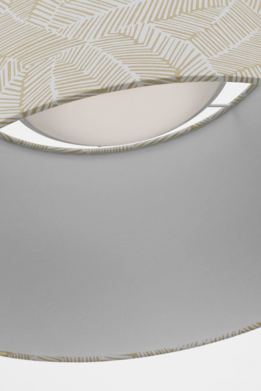 Caufield 21" Hanging Shade | Polished Nickel | Schumacher Taupe Abstract Leaf Shade