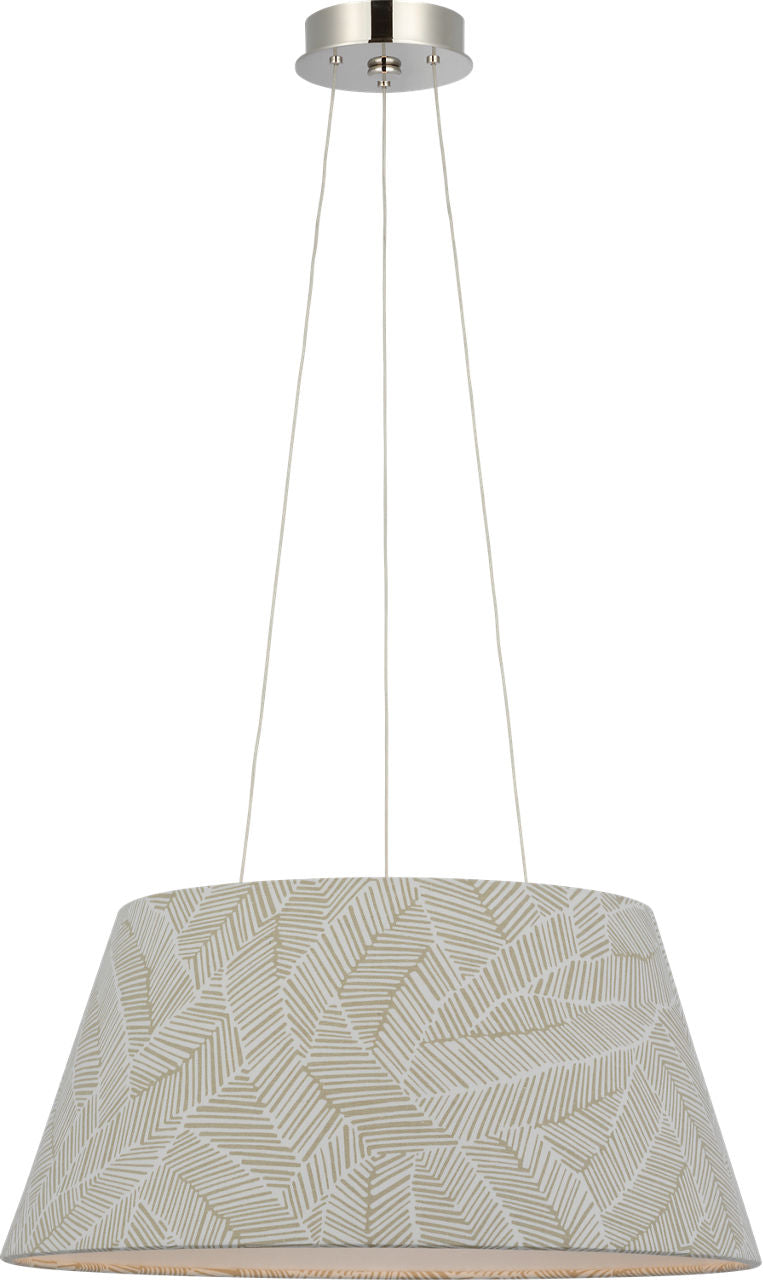 Caufield 21" Hanging Shade | Polished Nickel | Schumacher Taupe Abstract Leaf Shade