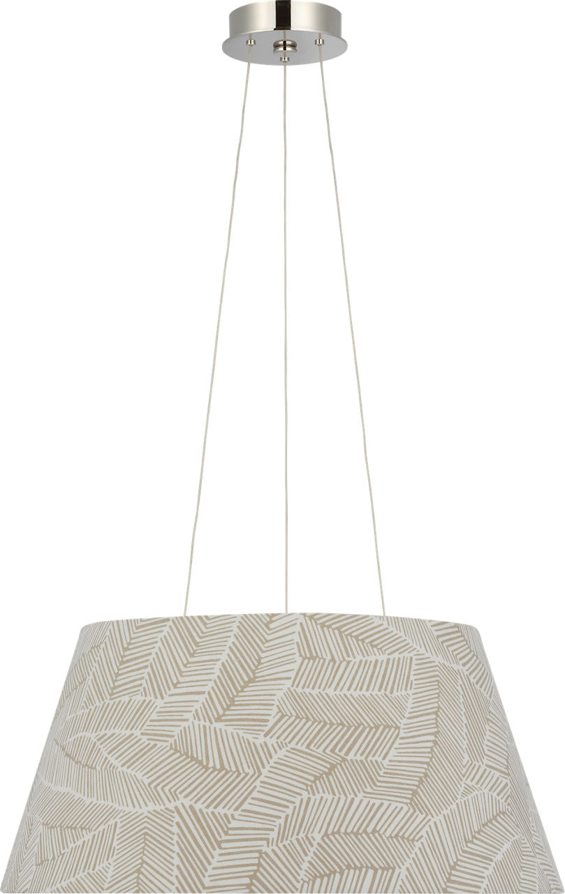 Caufield 21" Hanging Shade | Polished Nickel | Schumacher Taupe Abstract Leaf Shade