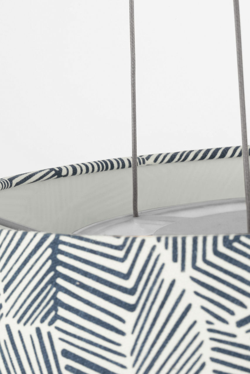 Caufield 21" Hanging Shade | Polished Nickel | Schumacher Navy Abstract Leaf Shade