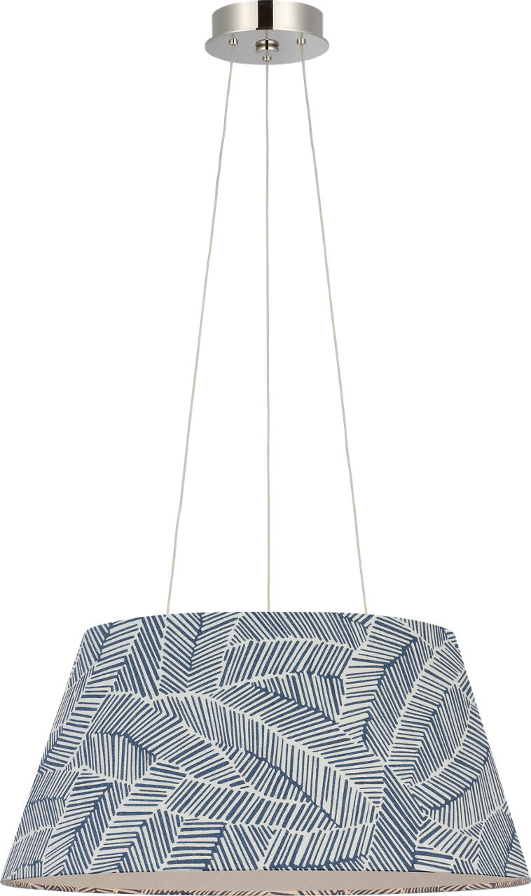 Caufield 21" Hanging Shade | Polished Nickel | Schumacher Navy Abstract Leaf Shade