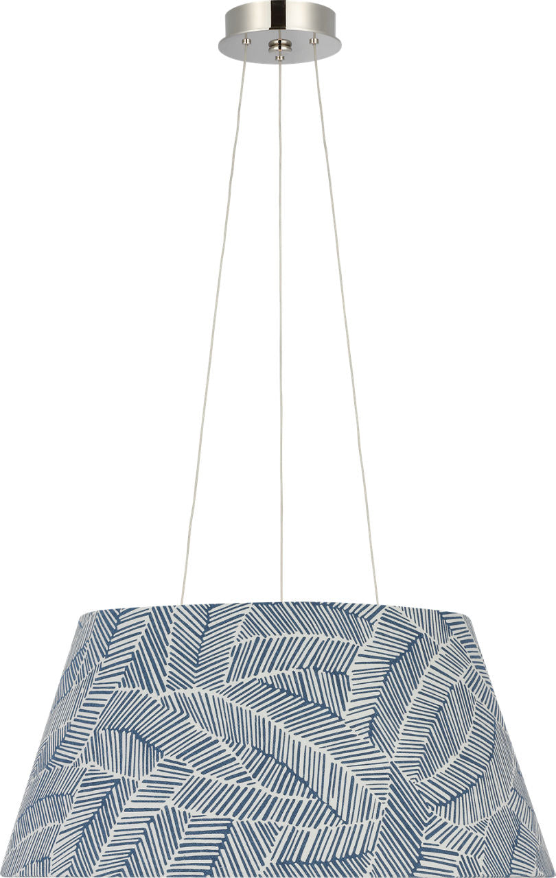 Caufield 21" Hanging Shade | Polished Nickel | Schumacher Navy Abstract Leaf Shade