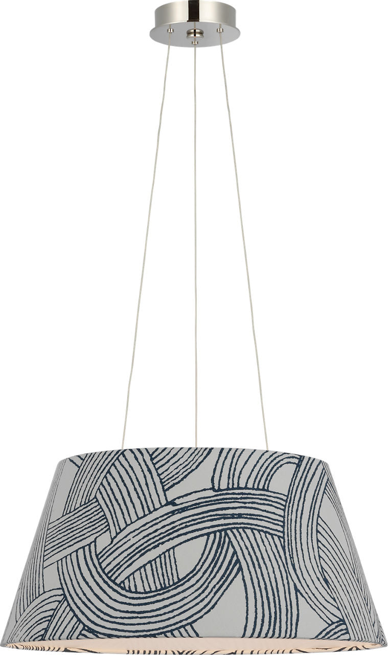 Caufield 21" Hanging Shade | Polished Nickel | Schumacher Blue Freeform Shade
