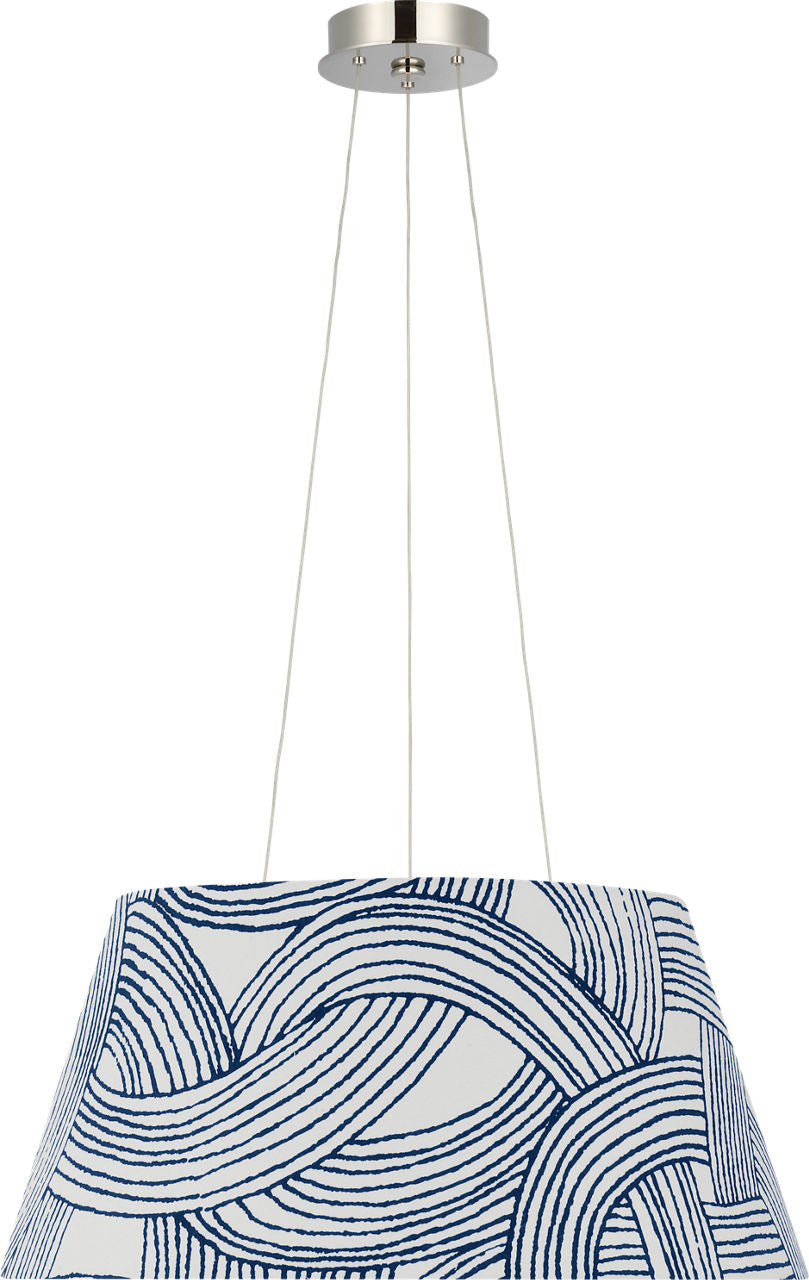 Caufield 21" Hanging Shade | Polished Nickel | Schumacher Blue Freeform Shade