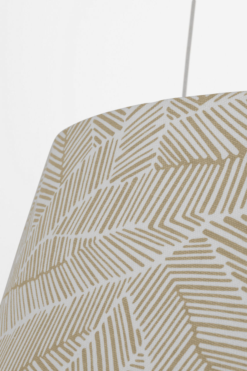 Caufield 21" Hanging Shade | Matte White | Schumacher Taupe Abstract Leaf Shade