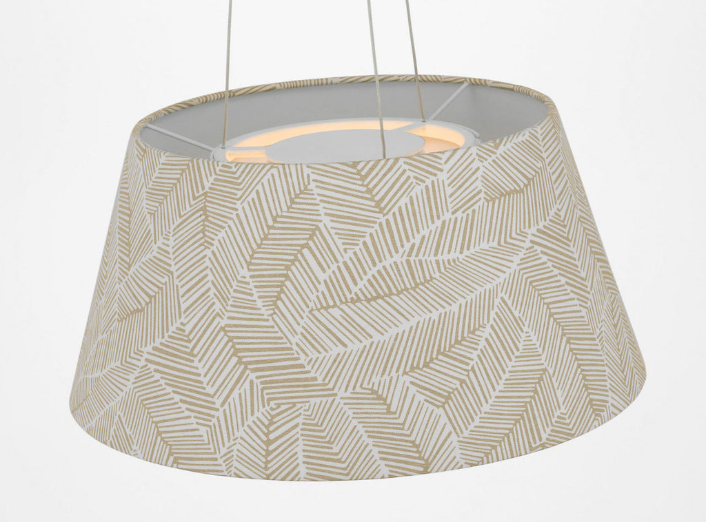 Caufield 21" Hanging Shade | Matte White | Schumacher Taupe Abstract Leaf Shade