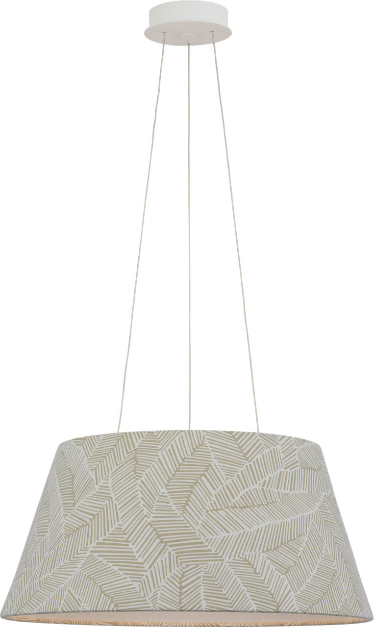 Caufield 21" Hanging Shade | Matte White | Schumacher Taupe Abstract Leaf Shade
