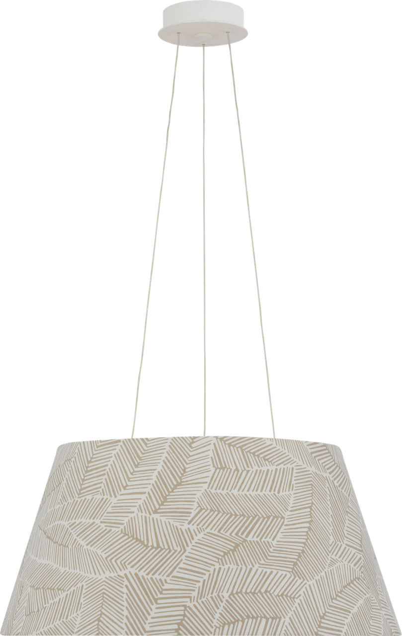 Caufield 21" Hanging Shade | Matte White | Schumacher Taupe Abstract Leaf Shade