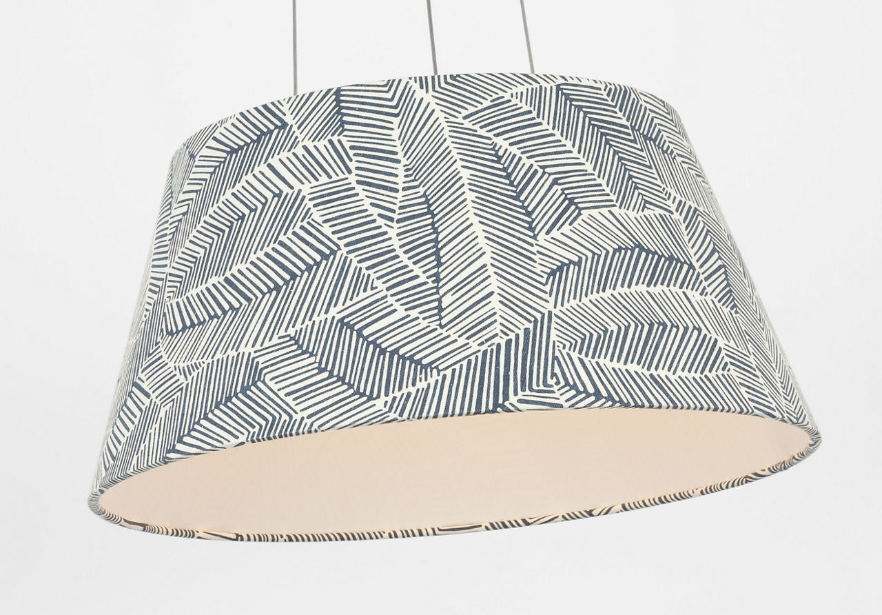 Caufield 21" Hanging Shade | Matte White | Schumacher Navy Abstract Leaf Shade