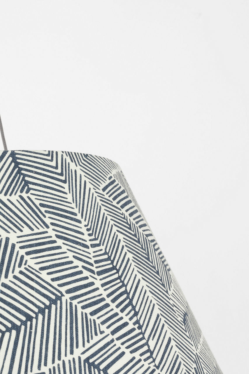 Caufield 21" Hanging Shade | Matte White | Schumacher Navy Abstract Leaf Shade