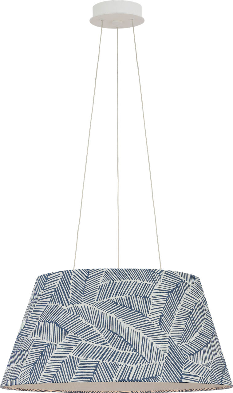 Caufield 21" Hanging Shade | Matte White | Schumacher Navy Abstract Leaf Shade