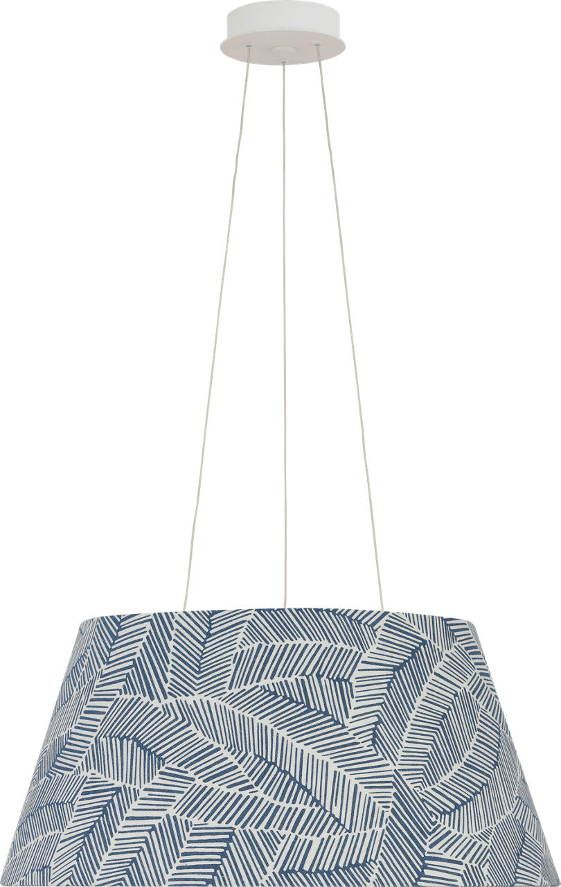 Caufield 21" Hanging Shade | Matte White | Schumacher Navy Abstract Leaf Shade