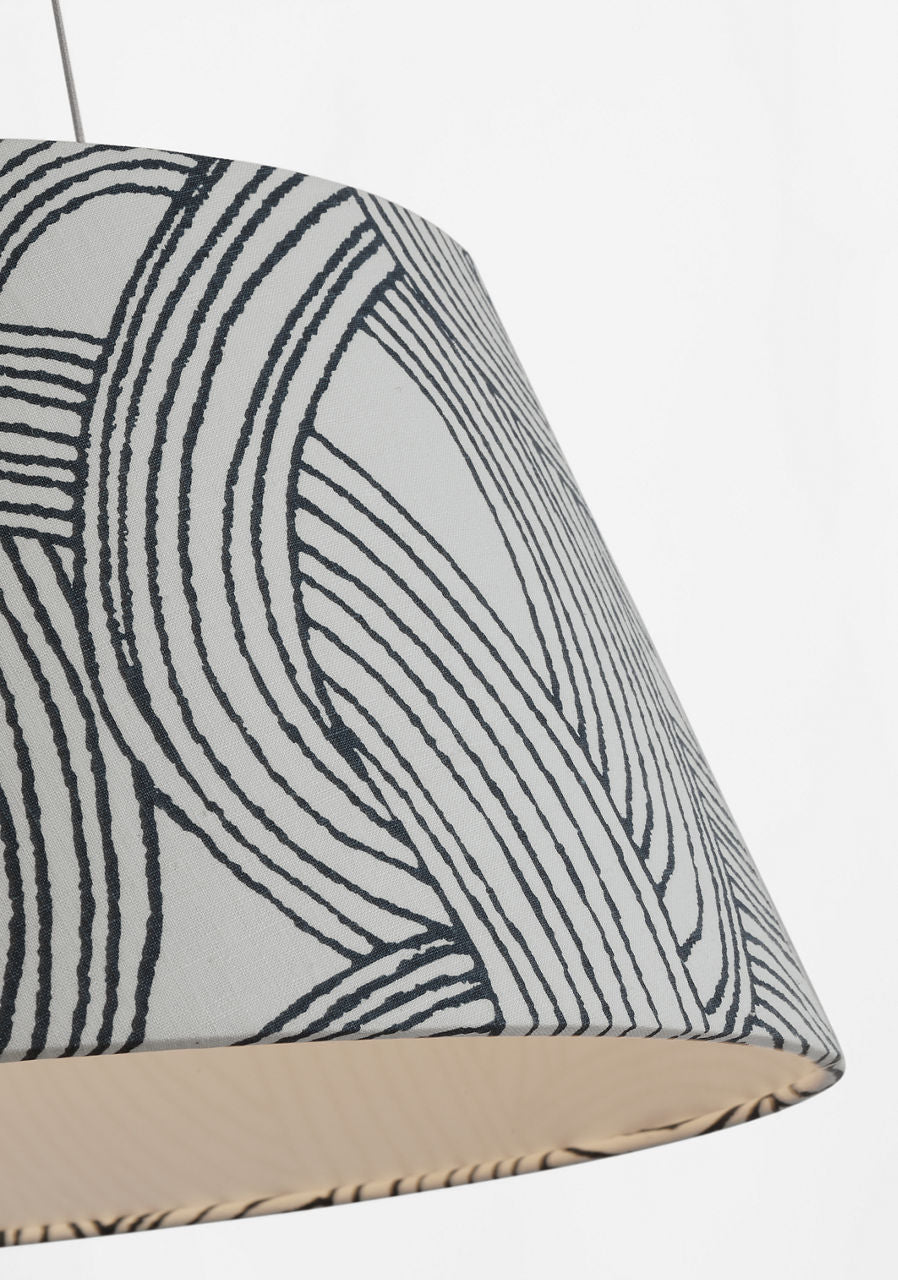 Caufield 21" Hanging Shade | Matte White | Schumacher Blue Freeform Shade