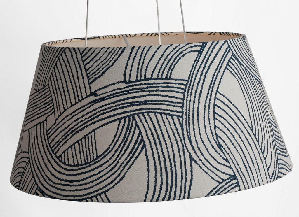 Caufield 21" Hanging Shade | Matte White | Schumacher Blue Freeform Shade