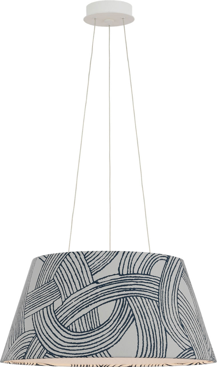 Caufield 21" Hanging Shade | Matte White | Schumacher Blue Freeform Shade