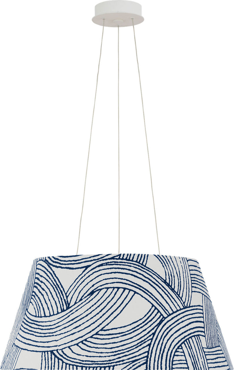 Caufield 21" Hanging Shade | Matte White | Schumacher Blue Freeform Shade