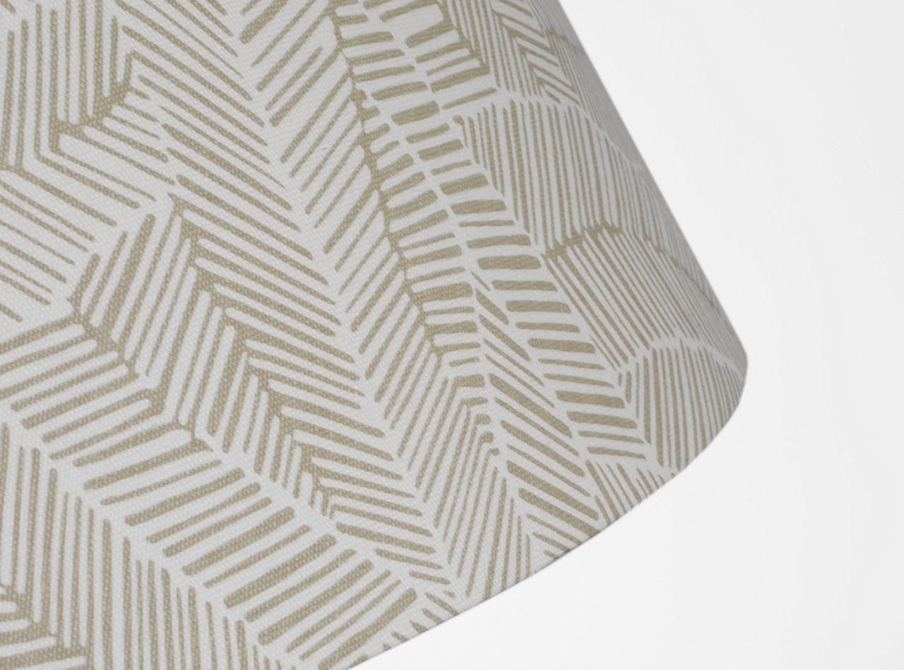Caufield 29" Hanging Shade | Hand-Rubbed Antique Brass | Schumacher Taupe Abstract Leaf Shade