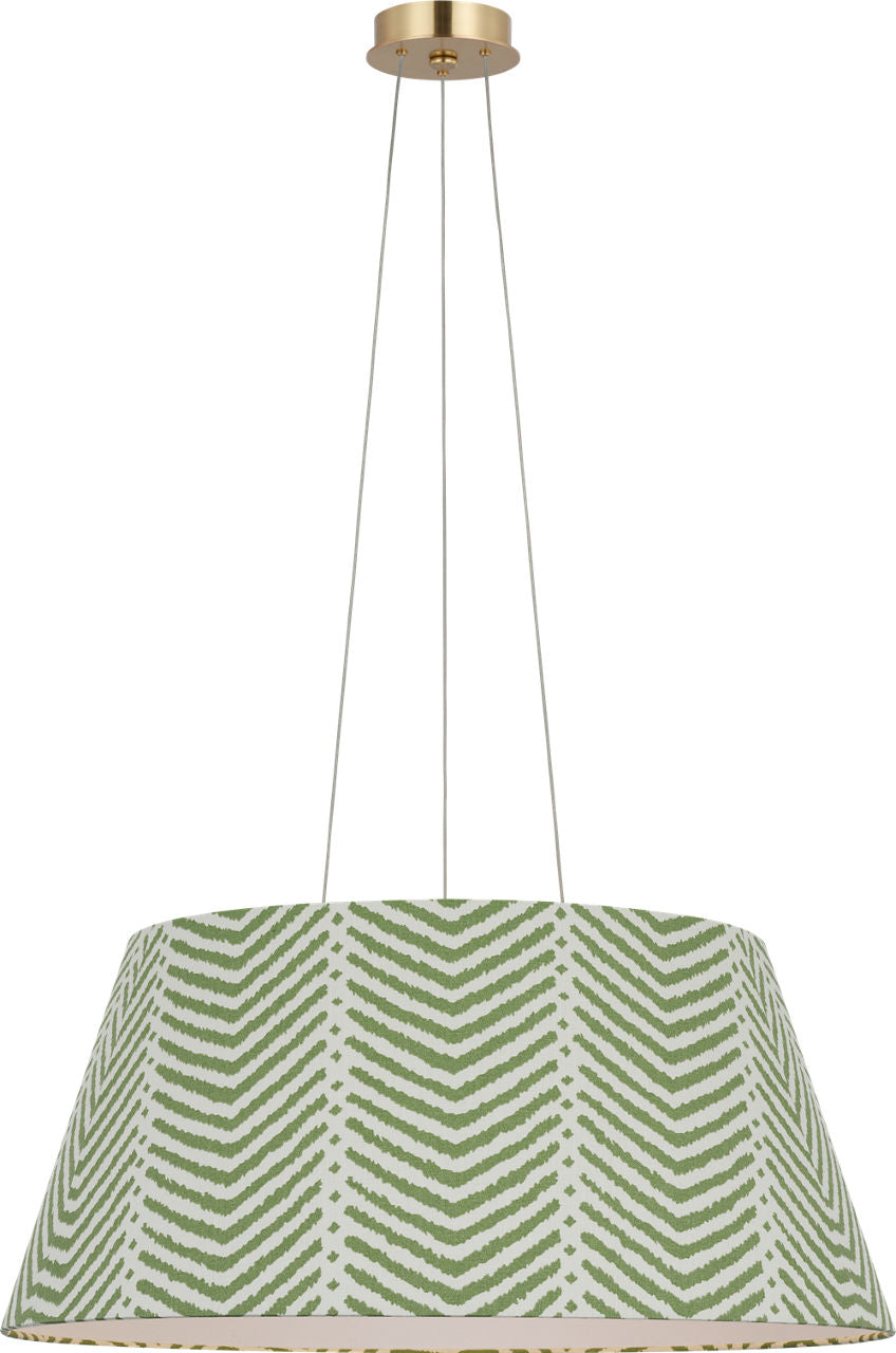 Caufield 29" Hanging Shade | Hand-Rubbed Antique Brass | Schumacher Verde La Jolla Shade