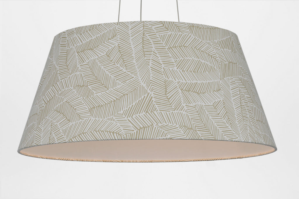 Caufield 29" Hanging Shade | Polished Nickel | Schumacher Taupe Abstract Leaf Shade