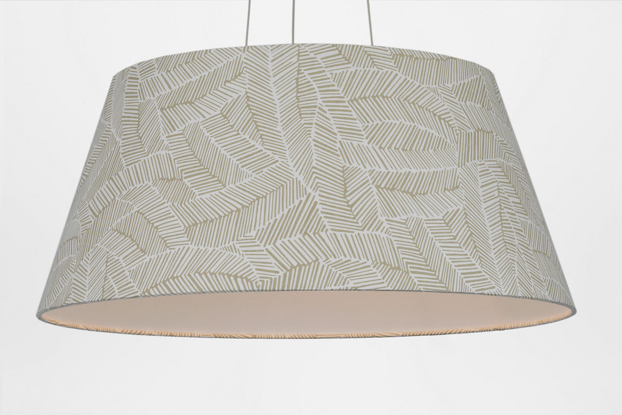 Caufield 29" Hanging Shade | Polished Nickel | Schumacher Taupe Abstract Leaf Shade