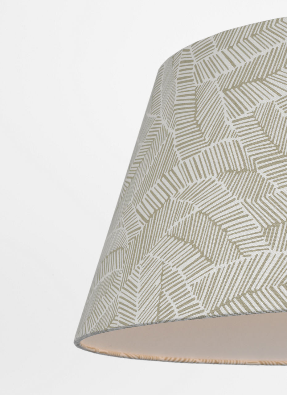 Caufield 29" Hanging Shade | Polished Nickel | Schumacher Taupe Abstract Leaf Shade
