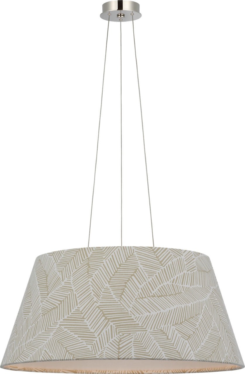 Caufield 29" Hanging Shade | Polished Nickel | Schumacher Taupe Abstract Leaf Shade