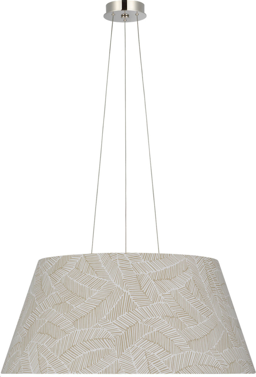 Caufield 29" Hanging Shade | Polished Nickel | Schumacher Taupe Abstract Leaf Shade