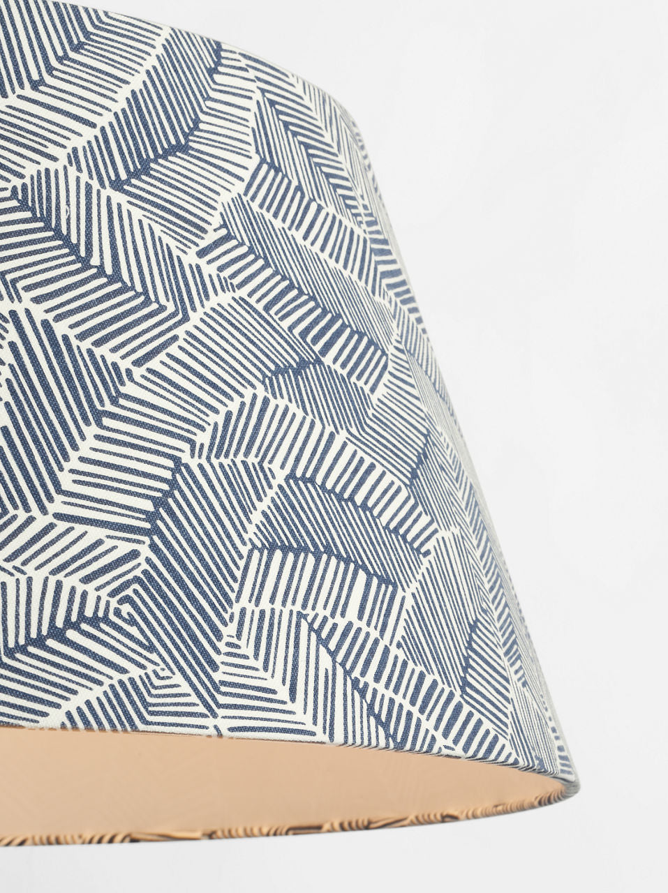 Caufield 29" Hanging Shade | Polished Nickel | Schumacher Navy Abstract Leaf Shade