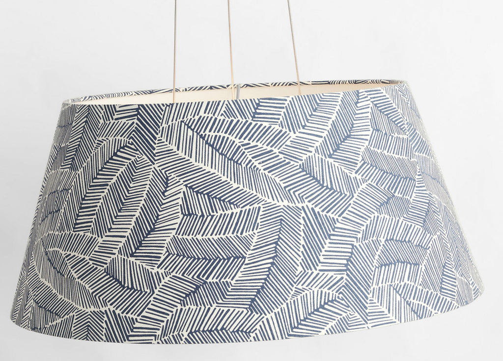 Caufield 29" Hanging Shade | Polished Nickel | Schumacher Navy Abstract Leaf Shade