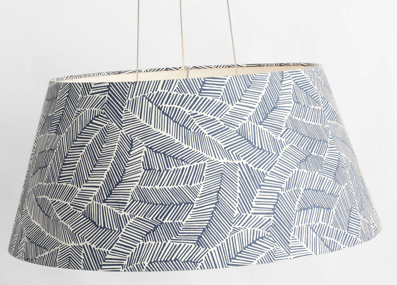 Caufield 29" Hanging Shade | Polished Nickel | Schumacher Navy Abstract Leaf Shade