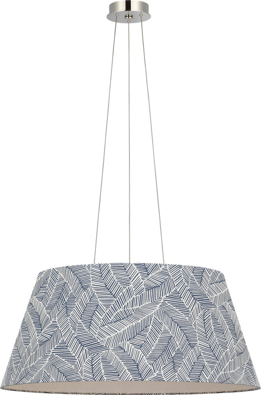 Caufield 29" Hanging Shade | Polished Nickel | Schumacher Navy Abstract Leaf Shade