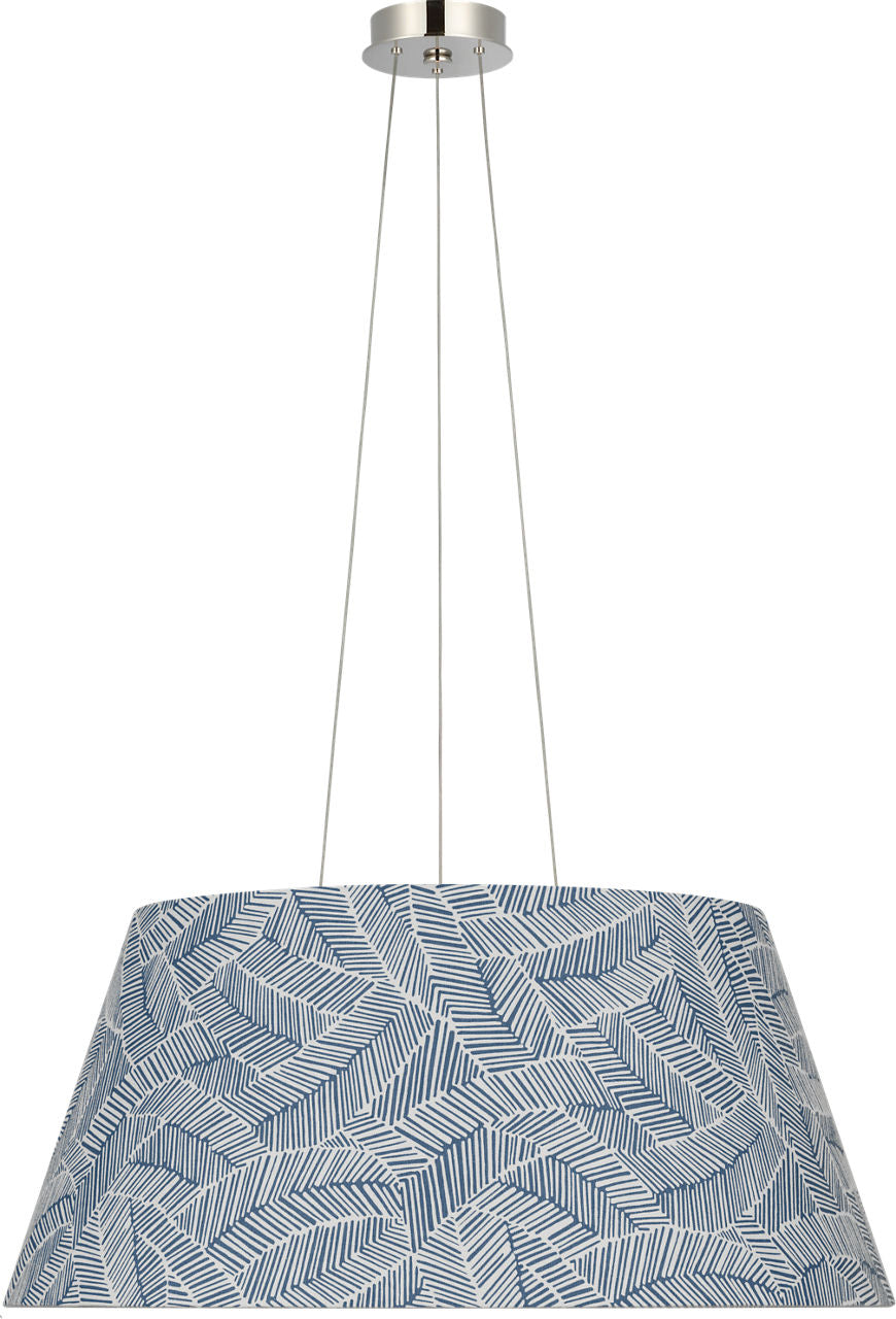Caufield 29" Hanging Shade | Polished Nickel | Schumacher Navy Abstract Leaf Shade