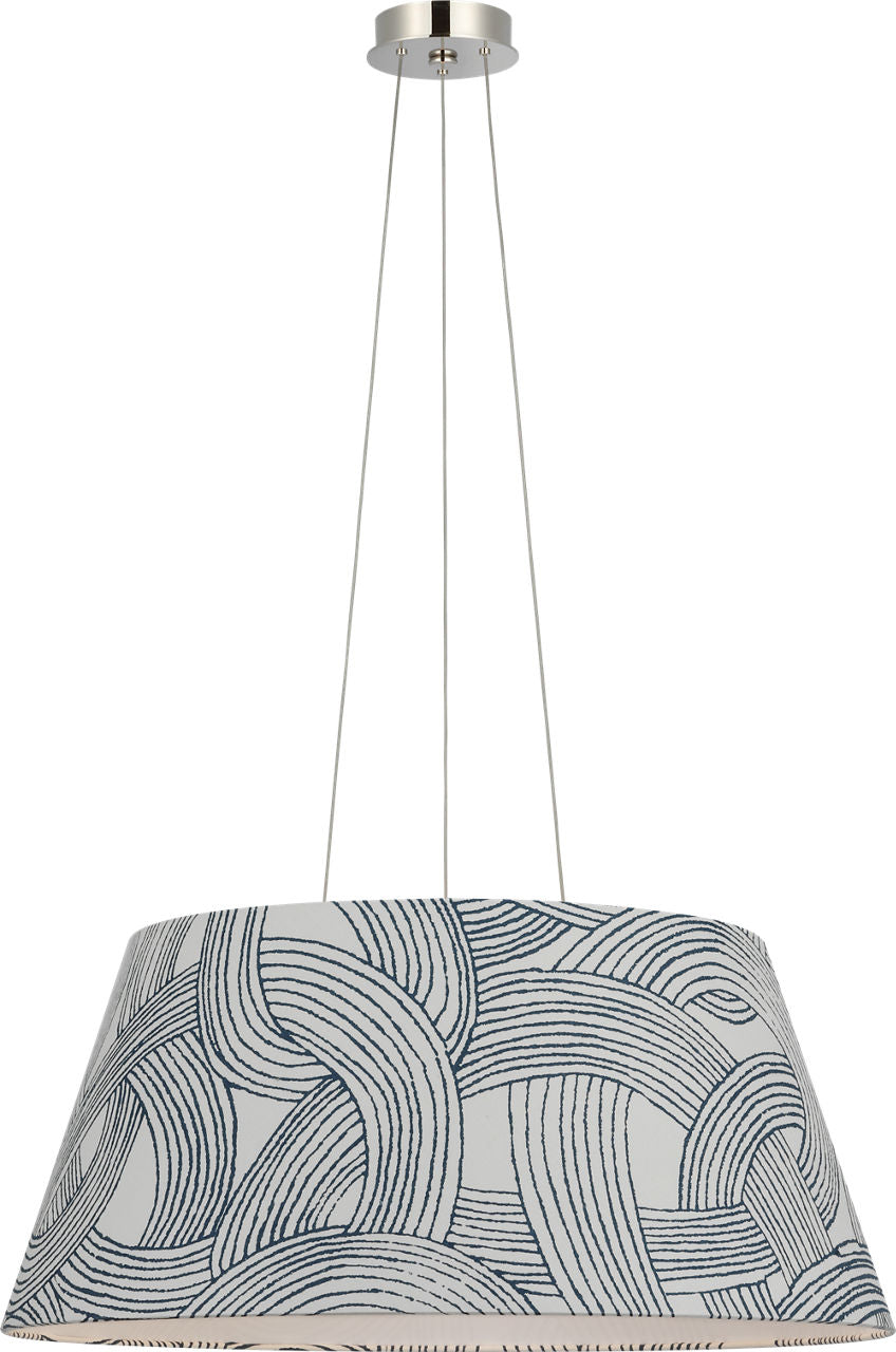 Caufield 29" Hanging Shade | Polished Nickel | Schumacher Blue Freeform Shade