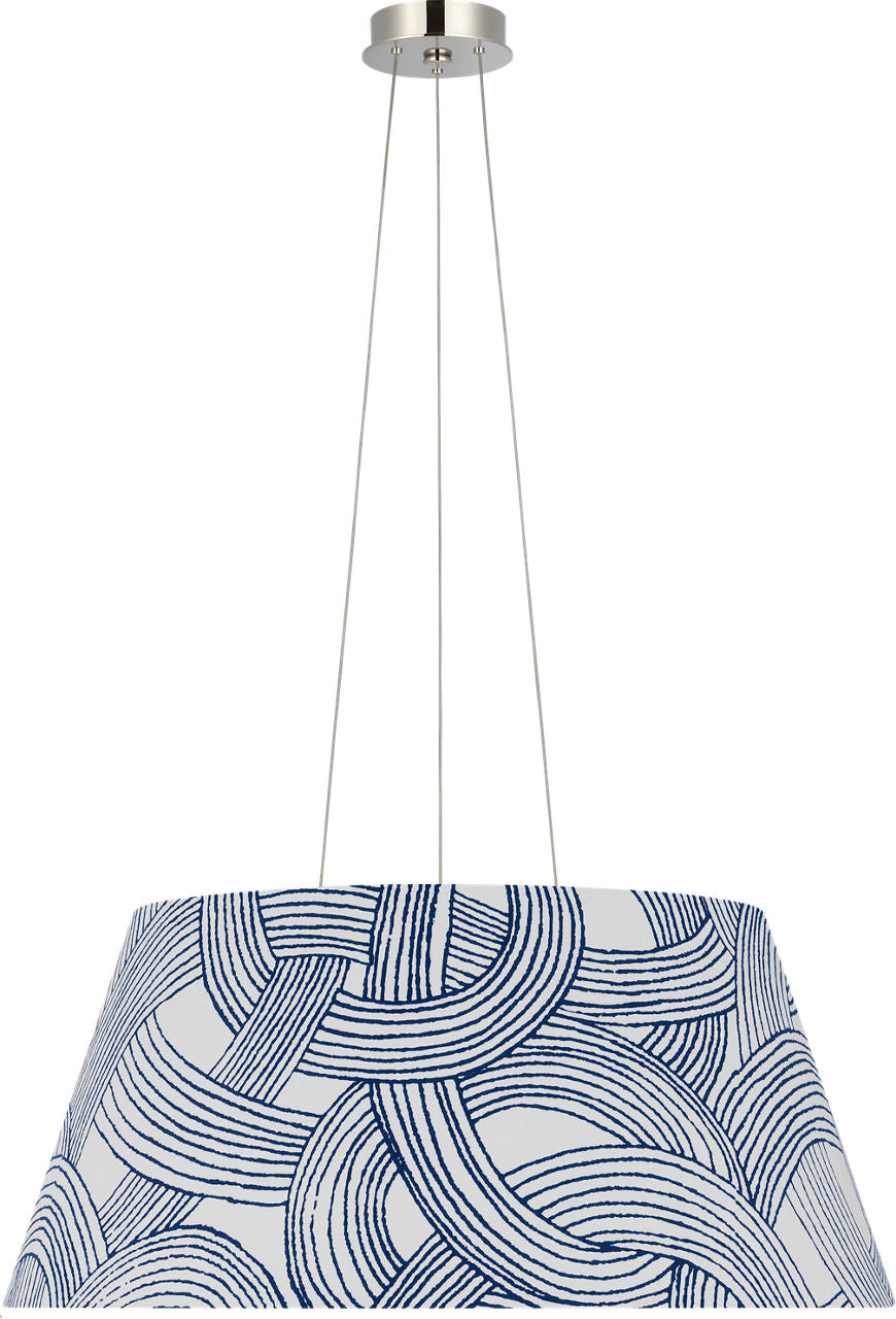 Caufield 29" Hanging Shade | Polished Nickel | Schumacher Blue Freeform Shade