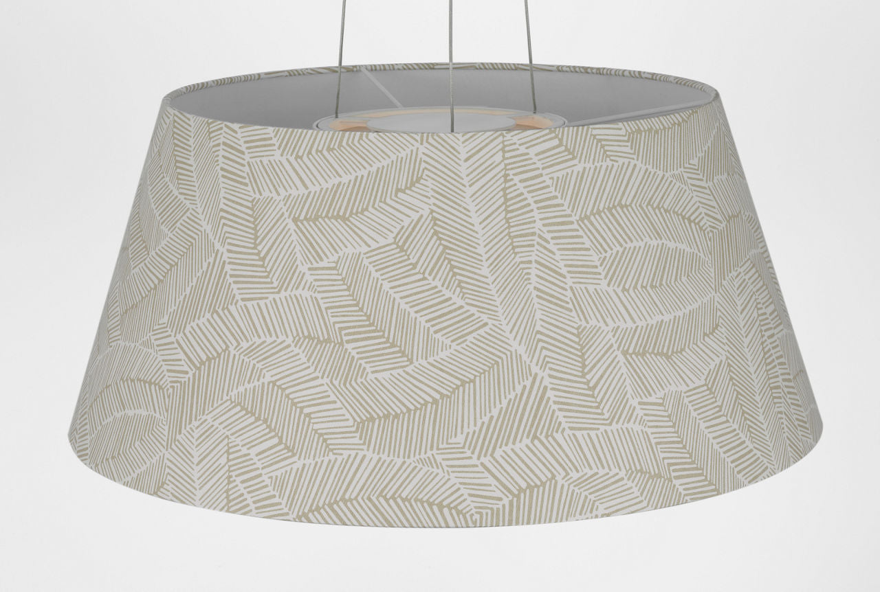 Caufield 29" Hanging Shade | Matte White | Schumacher Taupe Abstract Leaf Shade