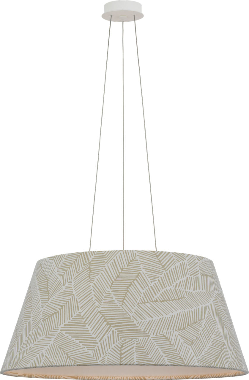 Caufield 29" Hanging Shade | Matte White | Schumacher Taupe Abstract Leaf Shade