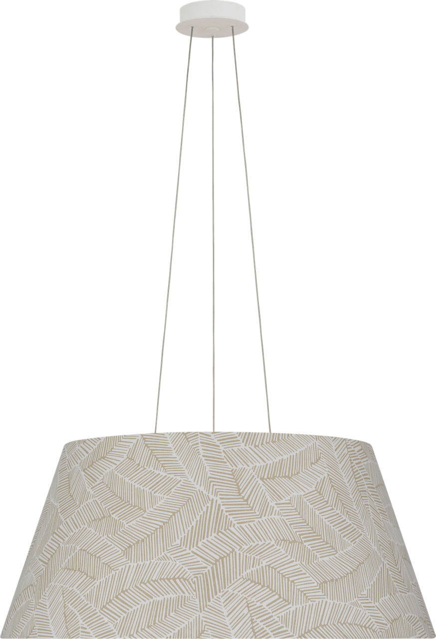 Caufield 29" Hanging Shade | Matte White | Schumacher Taupe Abstract Leaf Shade