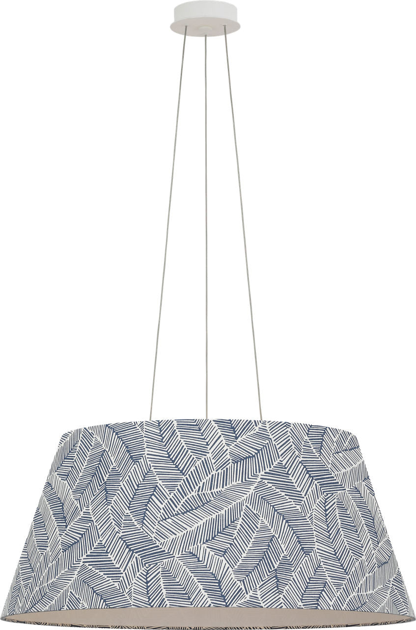 Caufield 29" Hanging Shade | Matte White | Schumacher Navy Abstract Leaf Shade