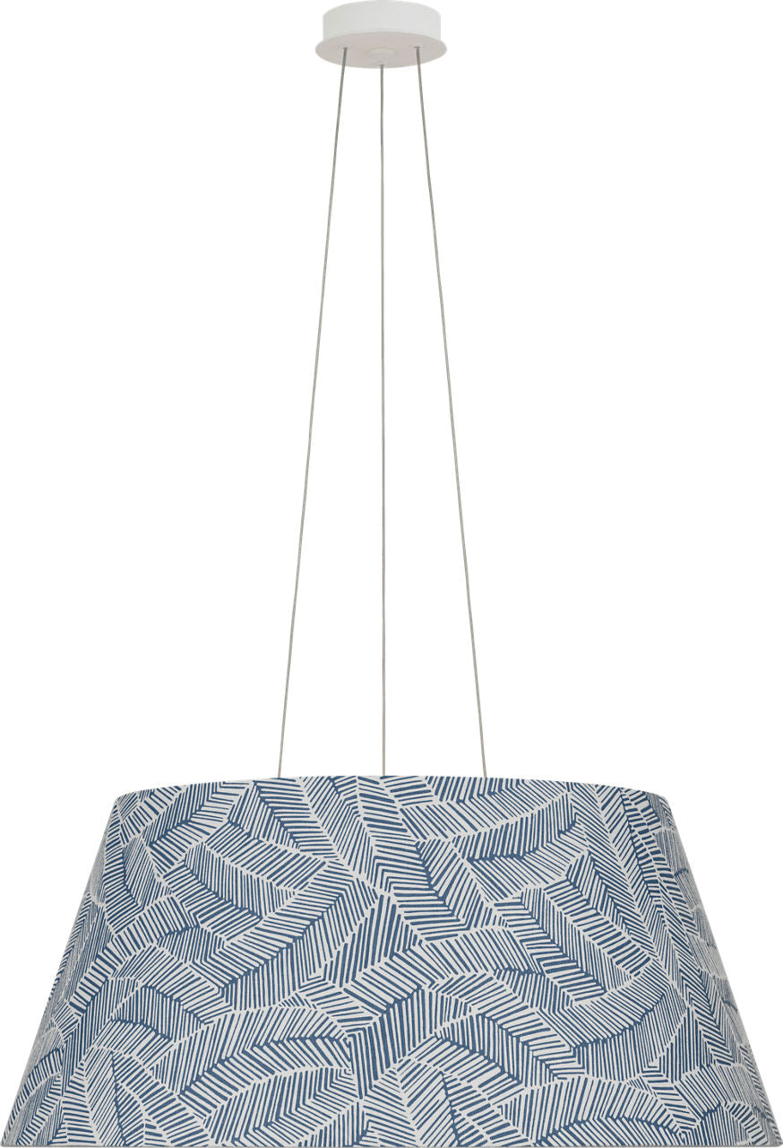 Caufield 29" Hanging Shade | Matte White | Schumacher Navy Abstract Leaf Shade