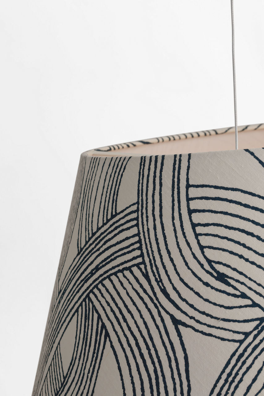 Caufield 29" Hanging Shade | Matte White | Schumacher Blue Freeform Shade